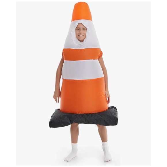 Unbranded Other - Kids Inflatable Traffic Cone Costume Orange White Blow Up Halloween Suit